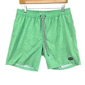 Maamgic Swim Trunks Mens Green Polyester Stretch Swimsuit 6.5" Size L